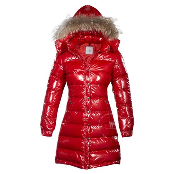 Moncler rosso Fur Cap E Slash lunga caldo Cappotti uscita